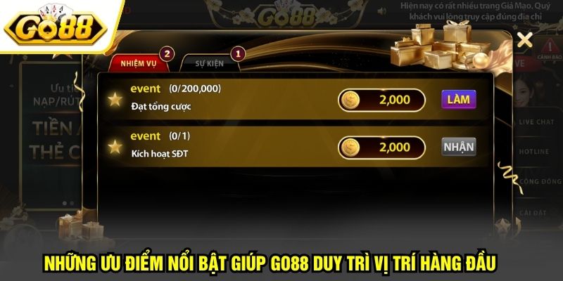 GO88 14 Những ưu điểm nổi bật giúp GO88 duy trì vị trí hàng đầu